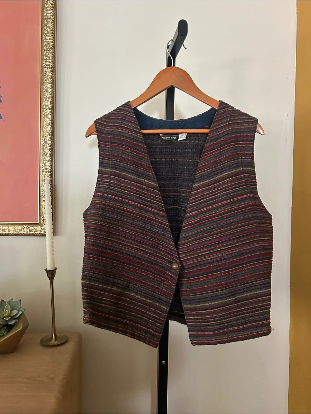 Willowbend Vintage 90s Tapestry Woven Vest Multicolor Western Made in USA Large